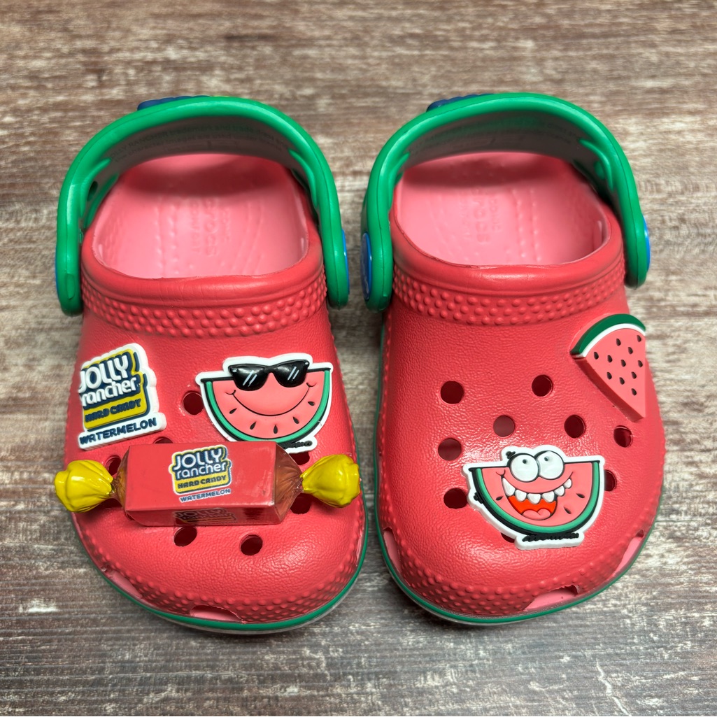 Crocs  Euc Like New Baby Toddler Jolly Rancher Candy Watermelon Clogs Shoes 4